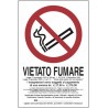 Cartello segnaletica "vietato fumare" con legge 30x20