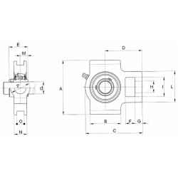 Supporto scorrevole autoallineante UCT 205 con cuscinetto Ã˜ 25mm