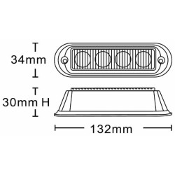 Luce di segnalazione arancio 4 LED 12/24V