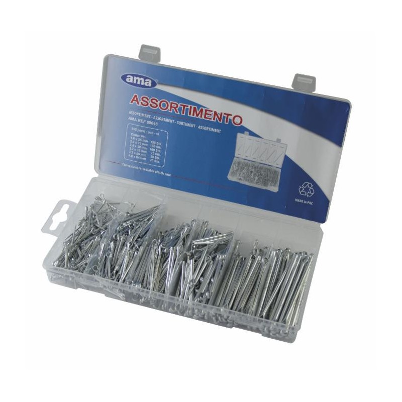 Set assortito con 555 coppiglie standard