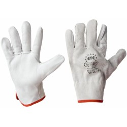 Guanto in pelle fiore orlato con polso elasticizzato taglia XL