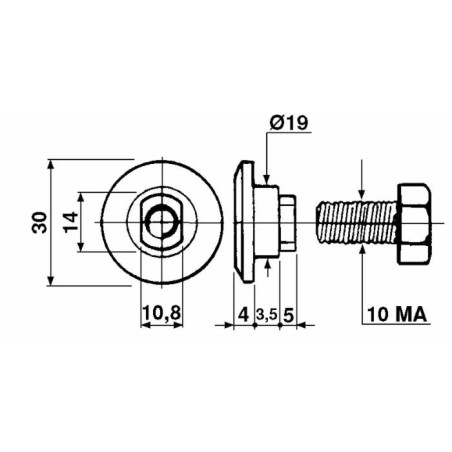 Piattello portalama con bullone adattabile Bcs 562296140 + 311122081