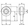 Supporto inferiore rotula sferica con Ã˜ 14mm testa Ã˜ 46mm e interasse 60mm