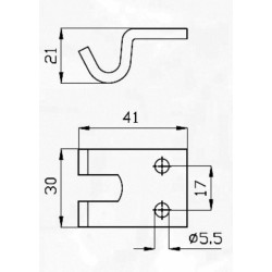 Riscontro per chiusura registrabile a "T" 30x37mm zincato