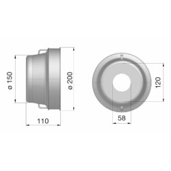 Controcuffia tonda piccola Ã˜200 e lunghezza 110mm