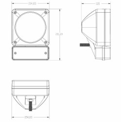 Proiettore 155x212mm verticale con indicatore di direzione adattabile JCB, Volvo e CAT