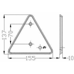 Catarifrangente con fori per viti M5 triangolare rosso 155x137mm