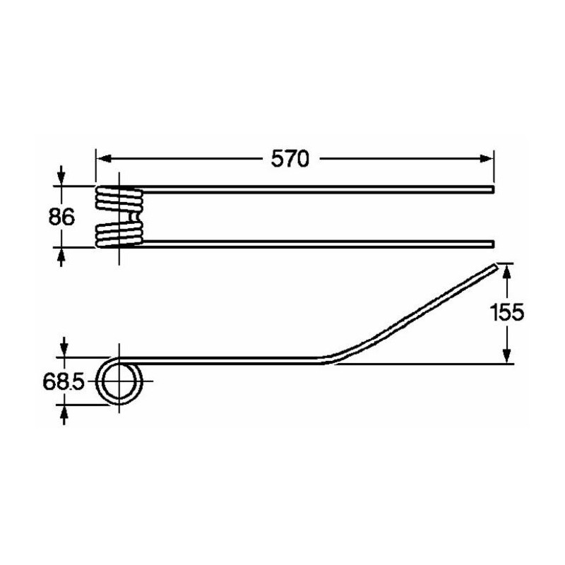 Dente giroandanatore adattabile Claas 9554830 e Cimac 40GSSRT73 filo 9