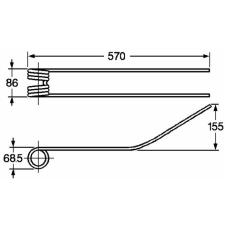 Dente giroandanatore adattabile Claas 9554830 e Cimac 40GSSRT73 filo 9