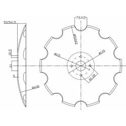 Disco frangizolle dentato con Ã˜ 510mm spessore 5mm e foro centrale di 61mm