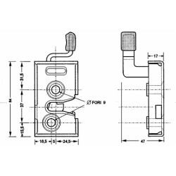 Serratura destra universale cabine trattori 84x48x17mm