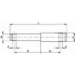 Perno doppio a saldare corpo Ã¸ 22-28mm e fori Ã¸ 12mm