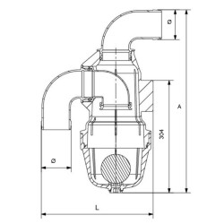 Valvola sifone raccordo curvo Ã¸60mm