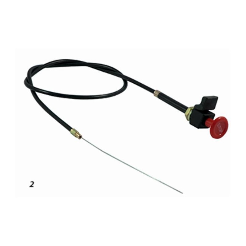 Tirante stop motore,cavo lunghezza 1200mm con leva d'arresto e pomello stop rosso