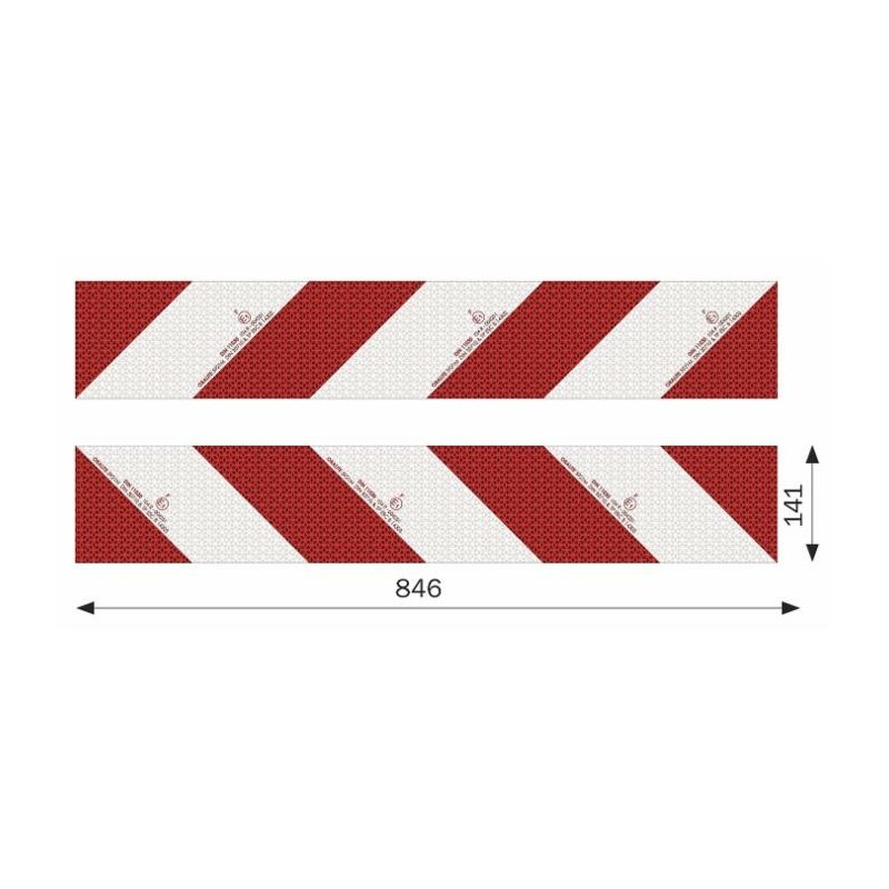 Kit 2 pannelli adesivi omologati per segnalazione su strada 846x141mm
