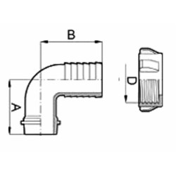 Raccordo portagomma curvo Ã˜ 30 femmina M42x3