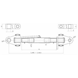 Terzo punto cat. III con attacchi snodati M48x3 lunghezza 665-875mm
