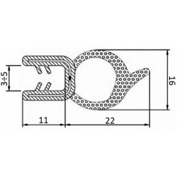Guarnizione per lamiera o ABS con aggancio da 3mm a 5mm (5 mt)