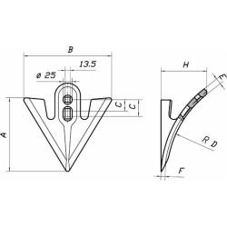 Vomerina Ama per ancora estirpatore da 280x240mm