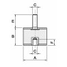 Antivibrante maschio/femmina 25x20,M6x18