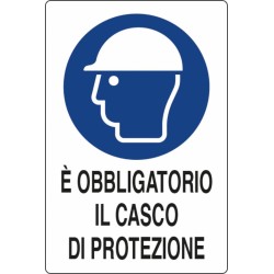 Cartello segnaletica "obbligatorio casco di protezione" 30x20