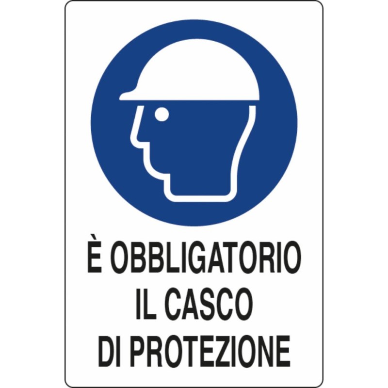 Cartello segnaletica "obbligatorio casco di protezione" 30x20