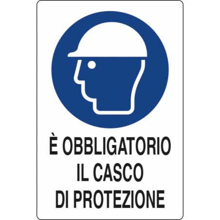 Cartello segnaletica "obbligatorio casco di protezione" 30x20