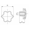 Volantino a 6 lobi femmina Ã˜ 70mm boccola cieca M14