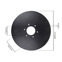 Disco piano liscio Ã˜ 500mm sp.6mm con fori cilindrici