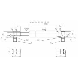 Molla a gas Stabilus estensione max 585mm 150 N adattabile al riferimento originale CNH 1-99-976-065