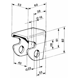 Supporto forato stretto per cerniera Ã˜ 23mm