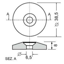 Borchia per cabine foro svasato Ã˜ 6,5mm