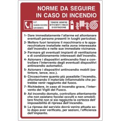Cartello segnaletica "norme caso incendio" 50x35