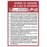 Cartello segnaletica "norme caso incendio" 50x35