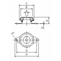 Supporto antivibrante a campana 62x30