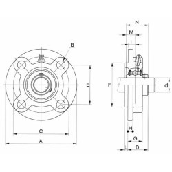 Supporto a flangia tonda autoallineante UCFC 212 con cuscinetto Ã˜ 60mm