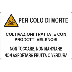 Cartello segnaletica "pericolo di morte" 50x35 alluminio