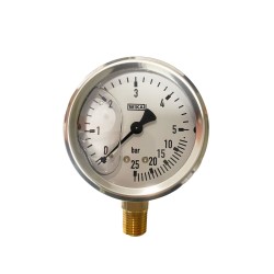 Manometro isometrico alla glicerina Ã˜ 63mm filettatura 1/4 conica