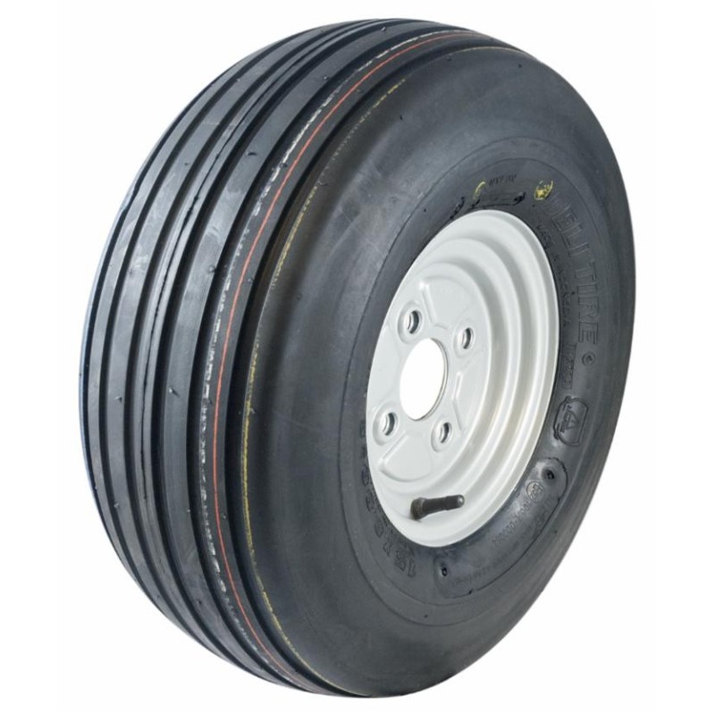 Ruota pneumatica rigata 16x6,50/8" con cerchio in ferro 4 fori Fiat