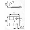 Riscontro per chiusura registrabile a "T" 30x19mm grezzo