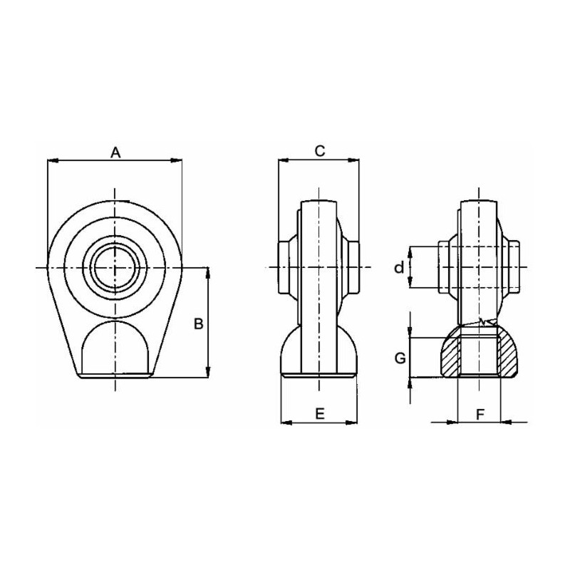 Supporto superiore rotula sferica con Ã˜ 25mm testa Ã˜ 83mm interasse 65mm