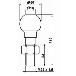 Perno di traino a sfera M22x125mm