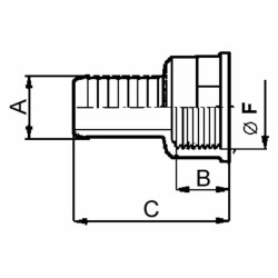 Raccordo portagomma dritto Ã˜ 40 filetto femmina G1"1/2