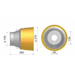 Controcuffia tonda grande Ã˜150 - 270 e lunghezza 260mm