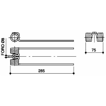 Dente ranghinatore filo 5,5mm e foro 8mm adattabile Bcs Bianchi Italo Svizzera