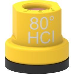 Ugello a cono vuoto con inserto in ceramica e corpo in Delrin 80Â° giallo