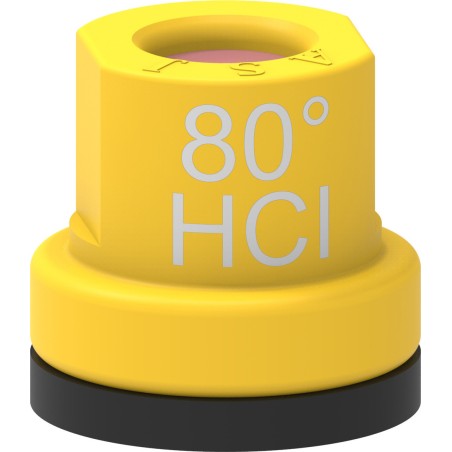 Ugello a cono vuoto con inserto in ceramica e corpo in Delrin 80Â° giallo