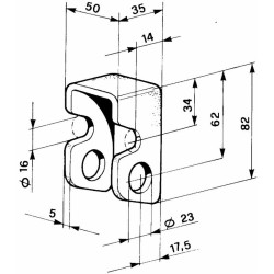 Supporto forato stretto per cerniere Ã˜ 23mm