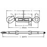 Tenditore ad occhio e gancio in acciaio con Ã˜ filetto 3/8" e l minima = 196mm