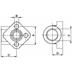 Flangia pompa oleodinamica 3 fori 1/2â€ interasse 30mm